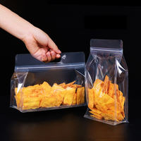 Sachet d'emballage alimentaire en plastique transparent imprimé sur mesure, à fond plat, à huit soudures latérales, avec fermeture éclair, de qualité alimentaire
