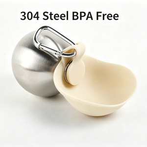 Bouteille d'eau pour <span class=keywords><strong>chien</strong></span> de compagnie 280 ml, bol en silicone FDA, logo personnalisé imprimé en soie, bouteille en acier 304, gravure laser, marque privée, OEM, couleur et emballage - Product Image 3