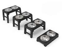 Station de nourrissage surélevée réglable pour animaux de compagnie, double bols en acier inoxydable, support surélevé en plastique pour chiens et chats, intérieur/extérieur