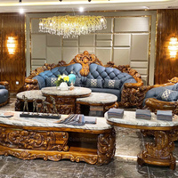 Ensemble de meubles sculptés en ébène pour salon, canapé en cuir de luxe, sectionnels et causeuses