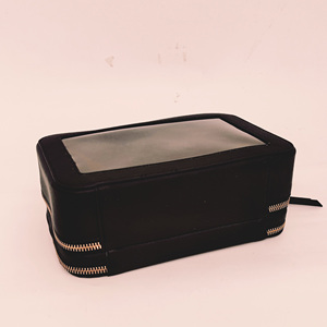 Bolsas de Maquillaje de Gran Capacidad con Doble Compartimento y Cierre, de PVC Transparente, Ecológicas, Reciclables, con Asa Negra Personalizada, Organizador de Cosméticos - Product Image 3