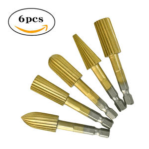 Ensemble de fraises rotatives à tige hexagonale en acier rapide, plaquées titane, pour meulage et polissage, 5 formes irrégulières - Product Image 3