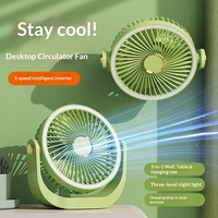 Nouveau ventilateur de bureau en plastique, recharge USB, avec lumière nocturne, faible bruit, 5 vitesses, longue durée de vie de la batterie, pour dortoir d'étudiant, bureau