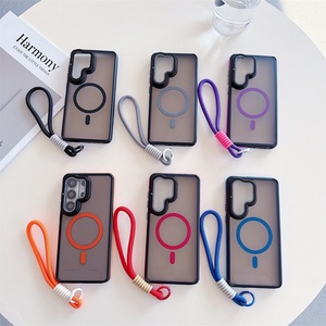 Full Body Lens Stand Lanyard Magnetic Phone <b>Case</b> for Samsung S25 S26 Plus S23 S24 Ultra S22 <b>Wireless</b> <b>Charge</b> Wrist Strap Cover - Product Image 2
