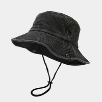 Topi memancing mendaki gunung musim panas wanita dan pria, topi pelindung matahari bepergian luar ruangan dengan tali