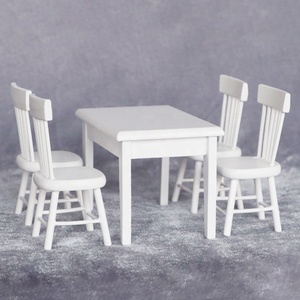 Meubles miniatures <span class=keywords><strong>en</strong></span> bois pour maison de poupée à l'échelle <span class=keywords><strong>1</strong></span>:12, modèle de table et de <span class=keywords><strong>chaise</strong></span> fait main <span class=keywords><strong>en</strong></span> bricolage pour la décoration - Product Image 2