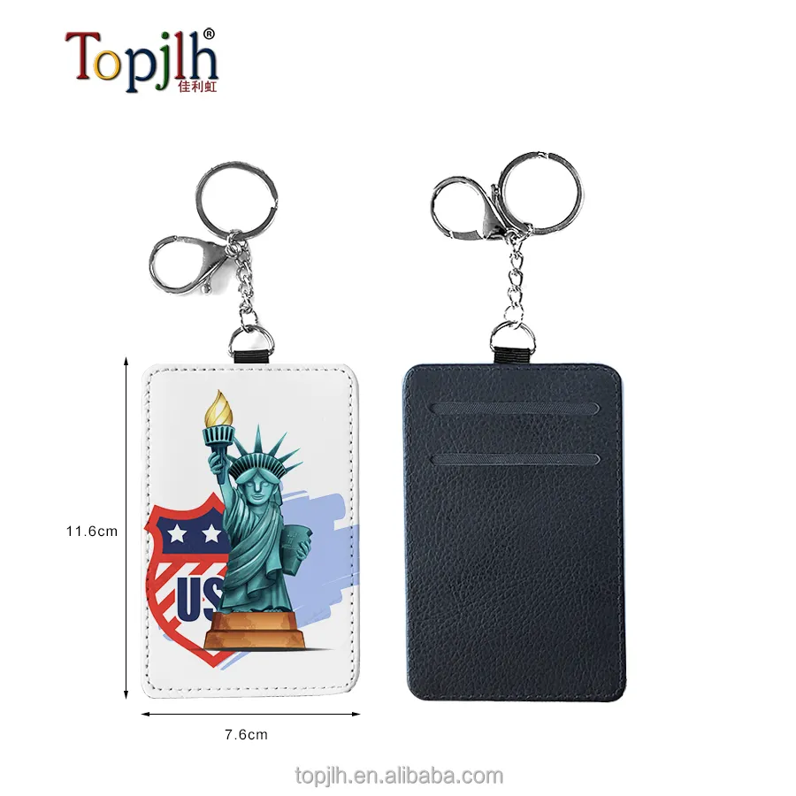 2024 manufacturer Wholesale Sublimation PU Leather Badge Card Holder with metal button Wallet Case Card Pouch ID card Holders