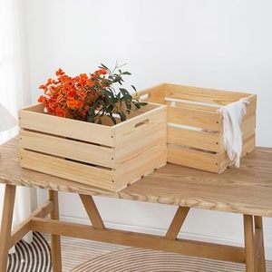 Wholesale 1 Piece Unfinished Large Pine <b>Storage</b> Crate OEM ODM Custom Logo 17x13x8.9 Natural Wood Modern Design Shandong <b>Kitchen</b> - Product Image 3