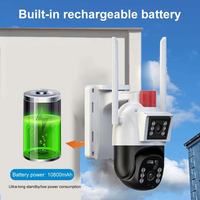 Caméra dôme extérieure intelligente T09 de haute qualité, alimentée par énergie solaire, 8MP CMOS, micro intégré, alimentation par batterie, double objectif, IP66, carte SD Cloud