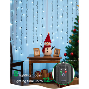 Aigostar all'aperto luci della tenda di natale 100 LED 8 modalità IP65 solare USB per feste - Product Image 6