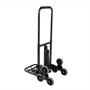 Carretilla de Mano Plegable de Cuatro Ruedas de Acero con Plataforma Recubierta de Polvo Negro para Compras y Entregas - Product Image 6