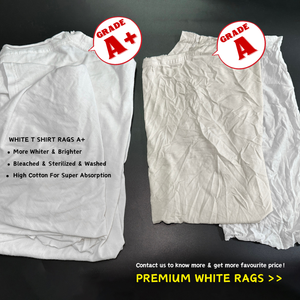 グレードA + プレミアムカット中古服ラグ10KG 25KGホワイトクリーニング拭きラグ工業用コットンクリーニングラグ - Product Image 2