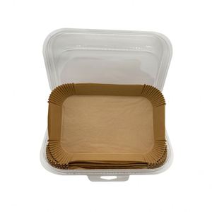 Papier sulfurisé rectangulaire brun jetable résistant à la chaleur pour friteuse à air, 22x14x4.5cm, pour panier de cuisson, vente en gros sur mesure - Product Image 1