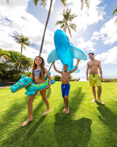 Bouée gonflable transparente Baleine Bleue MAKE WAVES pour enfants, 60x45 pouces, conforme aux normes UE et USA, à chevaucher – Meilleure vente - Product Image 2