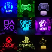 Lampe néon Game Over 3D LED RGB, veilleuse pour salle de jeu, décoration colorée pour table