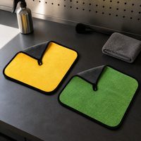 Serviette de voiture en polaire corail haute densité, double couleur, épaisse, absorbante, avec boucle de suspension