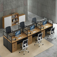 Poste de travail modulaire extensible pour 4, 6 ou 8 personnes, avec structure en fer et plateau en bois, idéal pour centre d'appels et villa