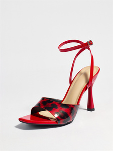 Sandales dorées métalliques pour femmes, talons aiguilles, bout carré, bride cheville, chaussures de soirée d'été, sandales à talons pour dames - Product Image 6