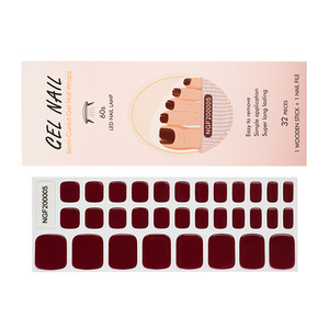 Summer Press On Nail Foot Nail Decoration Stripe Wrap 32pcs/sheet Gel Nail <span class=keywords><strong>Sticker</strong></span> - Product Image 5