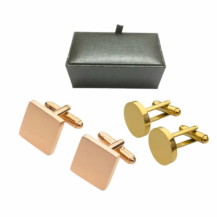 Custom High Quality Luxury OEM Zinc Brass Cuff Link Tie Clip Cufflinks With Packaging Velvet Plastic Gift Box