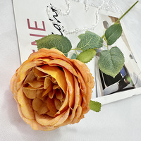 Rose Austin artificielle de 8 cm avec longue tige, fleur en soie artificielle Austin pour la décoration de mariage, de maison et d'hôtel