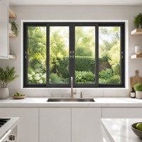 Fenêtre coulissante moderne en aluminium avec verre isolant 5+14A+5 pour villa, appartement, balcon, hôtel et projets de bâtiments résidentiels