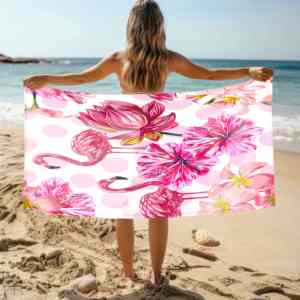 Asciugamani da Spiaggia in Microfibra Ecologici Personalizzati 70*140cm con Stampa Animale Stile Tropicale, Senza Sabbia e di Alta Qualità per Bambini - Product Image 1