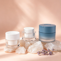 Envase Cosmético de Doble Capa con Espátula, Envase Vacío para Crema Facial, Envase para Crema Corporal, Envases de 50 ml para Crema