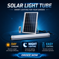 Lampu LED Tenaga Surya Tahan Air IP65 untuk Luar Ruangan, Model Tabung dengan Panel Terpisah, Dapat Diredupkan dengan Remote Control, 30W 60W untuk Taman dan Jalan