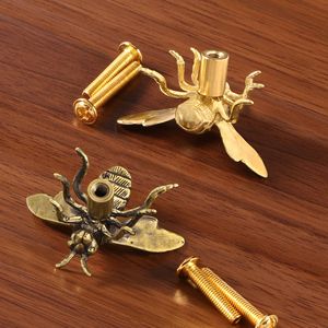 Gagang pintu kuningan kreatif buatan tangan, gagang pintu lemari anak-anak, pengait dan gantungan serangga logam. - Product Image 4