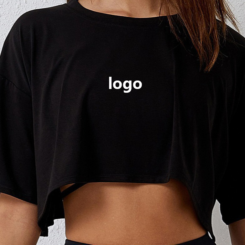 Custom Summer Sports Style T-Shirt Running Fitness Short Sleeve Yoga Crop Top Casual Basic Top Oversized T-shirt for Women
