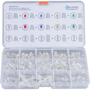 ELEGOO Kit d'ampoules LED assorties 3mm 5mm Diffused Clear 5 Light Colors avec UV RGB CA Fast Flashing Compatible - Product Image 4