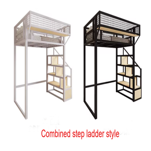 Lit mezzanine simple gain <span class=keywords><strong>de</strong></span> place, lit superposé décalé avec échelle, structure métallique pour petits appartements - Product Image 1