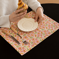 Set de table en coton double couche antidérapant à motifs géométriques imprimés artistiques, lavable, pour usage domestique