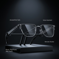 Gafas Inteligentes V2, Modernas, de Media Montura, con Asistente de Voz IA, Control Táctil para Llamadas y Música, Gafas Inteligentes