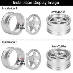 Juego de 4 Llantas de Aluminio de 52*26mm con Desplazamiento Ajustable de 12mm Hexagonales para Coche RC a Escala <span class=keywords><strong>1</strong></span>/10 <span class=keywords><strong>Tamiya</strong></span> TT01 TT02 HSP RedCat Kyosho Upgrade - Product Image 2