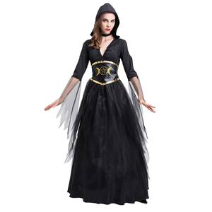 Vestido Largo con Capucha Luolan para Mujer, <span class=keywords><strong>Disfraz</strong></span> de Bruja para Halloween, Estándar para Escenario, Televisión y Cine, Material de Poliéster - Product Image 3