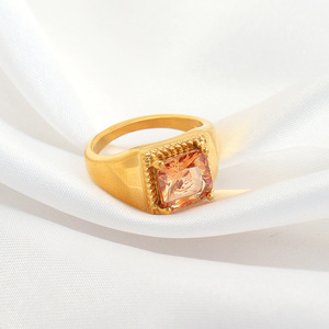 Gioielli Vintage in pietra preziosa resistente all'acqua onice nero alla moda anelli grossi in acciaio inox popolare caffè marrone pietra anello - Product Image 5