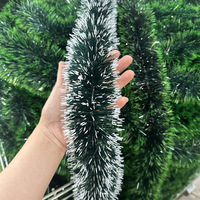 Ruban de décoration de Noël AYOYO de 2 mètres, vert foncé crypté avec bord blanc et bord vert, motif flocon de neige