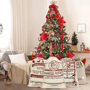Sac de Noël en toile avec cordon de serrage, motif imprimé, idéal pour les décorations de Noël, vente en gros - Product Image 3