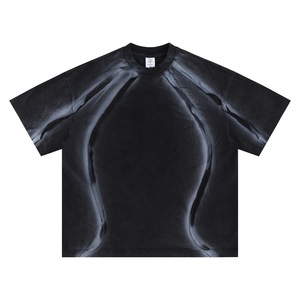 WSJL2025 All-Match Hip Hop Nueva Camiseta de manga corta con cuello redondo de gran tamaño 100% algodón Primavera Verano Impresión digital Patrón de letras - Product Image 5