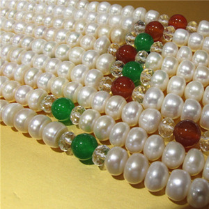 Collier de perles rondes de 9-10 mm avec perles d'agate rouge et verte, à porter au quotidien, unisexe - Product Image 3