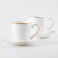 Ensemble de tasses à café en porcelaine à bord doré personnalisé de 250ml, tasses à café à cappuccino en céramique à sublimation vierge pour cadeau promotionnel de 210ml 170ml