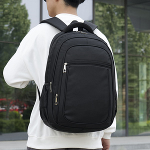 Laptop <b>Backpack</b> For Men Large Capacity Business Travel Solid Color <b>With</b> Laptop <b>Compartment</b> Shoulder Straps Black Gray Blue - Product Image 1