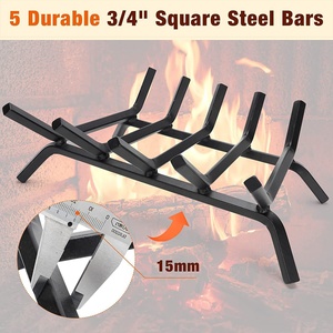 Powder Coated Black <strong>Fireplace</strong> <strong>Log</strong> Grate /Heavy Duty Solid Steel Wood Stove Firewood Burning Rack <strong>Holder</strong> - Product Image 2
