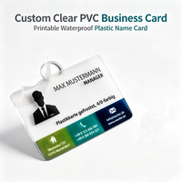 Carte de visite transparente en PVC personnalisée avec impression sérigraphique couleur et pelliculage à chaud