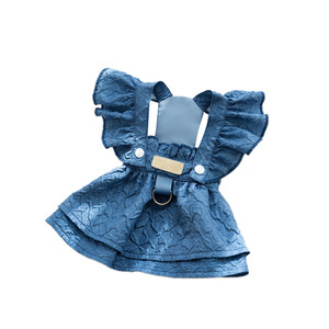 Venta al por mayor Primavera Verano perro Denim Bowtie diseñador estilo clásico vestido de mezclilla pies de gato falda Halter ropa para mascotas para perros gatos - Product Image 6
