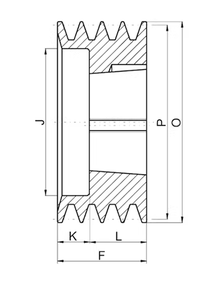 Puleggia per Cinghia Trapezoidale SPZ in Ghisa, Diametro Esterno 80 mm, 2 Scanalature, Bilanciamento Dinamico - Product Image 2