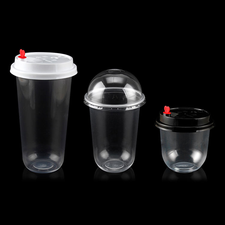 Disposable Plastic Cup with Lid Logo 95mm U Shape PP Customized for ...
