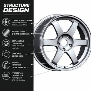 Jantes monobloc 6 branches 5X112 5X120 5X130 Argent brossé Style <span class=keywords><strong>TE37</strong></span> 15 16 17 18 19 pouces 6061-T6 Concave profond JWL VIA Jantes de course - Product Image 4